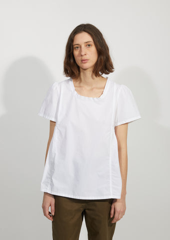 Cotton Poplin Side Pleated Top