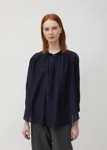 Shirred Cotton & Silk Blouse