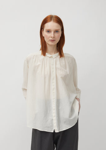 Shirred Cotton & Silk Blouse