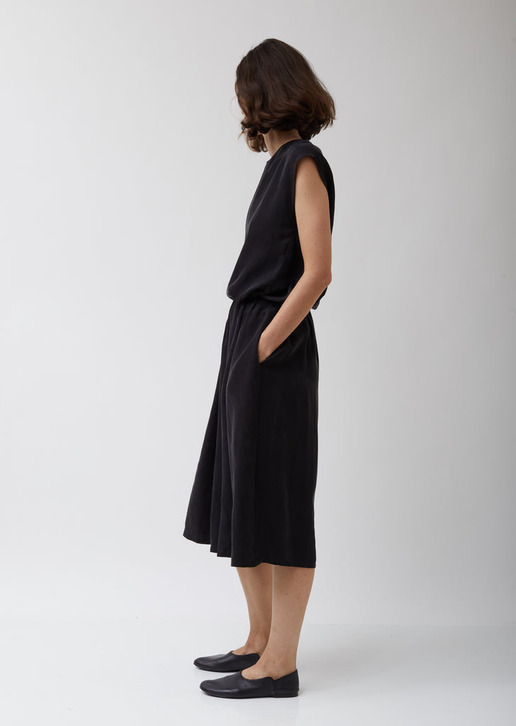 Cupro Twill Formal Midi Skirt