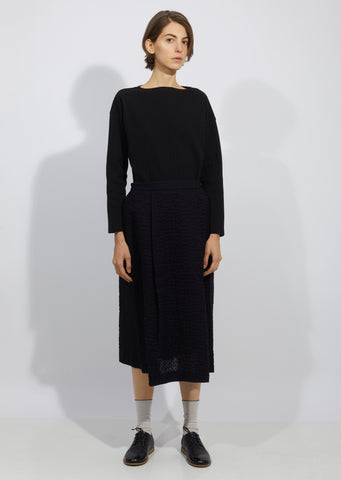 Wavy Cotton Gauze Tuck Skirt