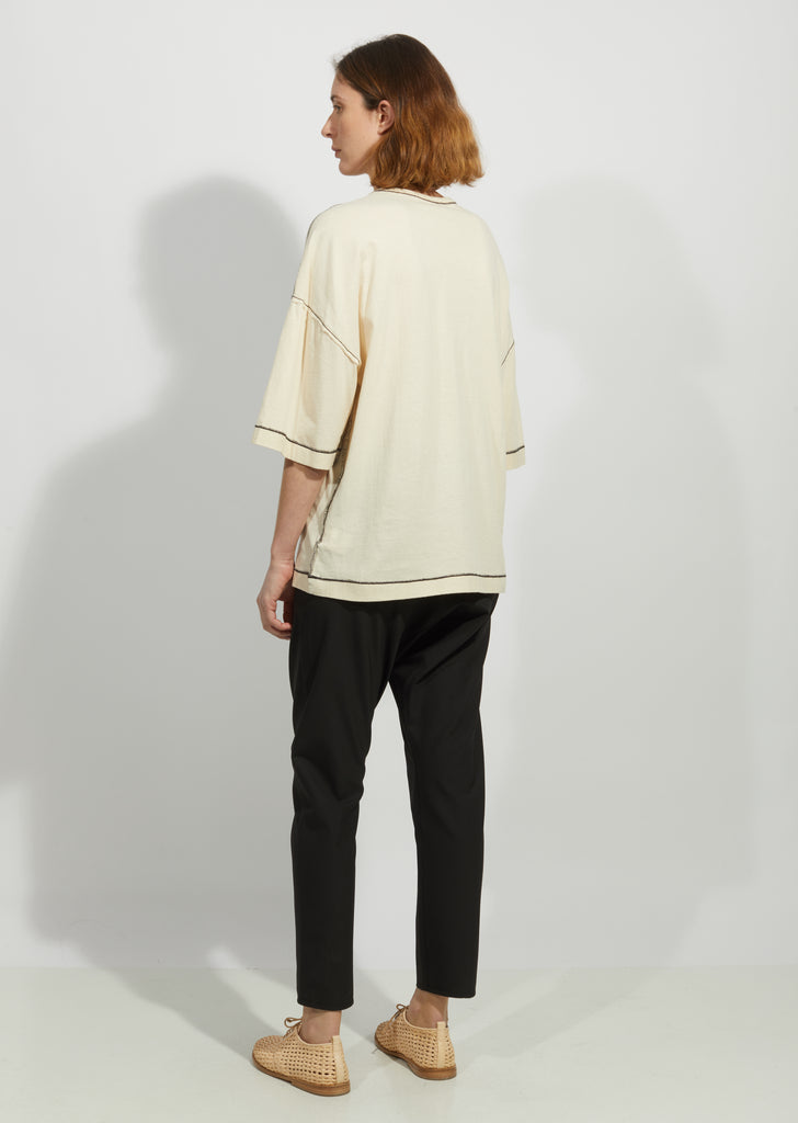 Che Oversized Wide Sleeve  Constrast Stitch Tee