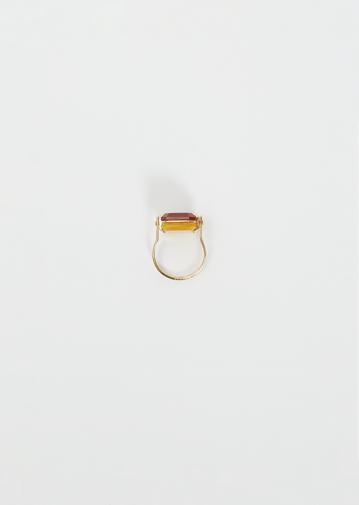 Sandwich Deco Ring — Carnelian & Yellow Jade