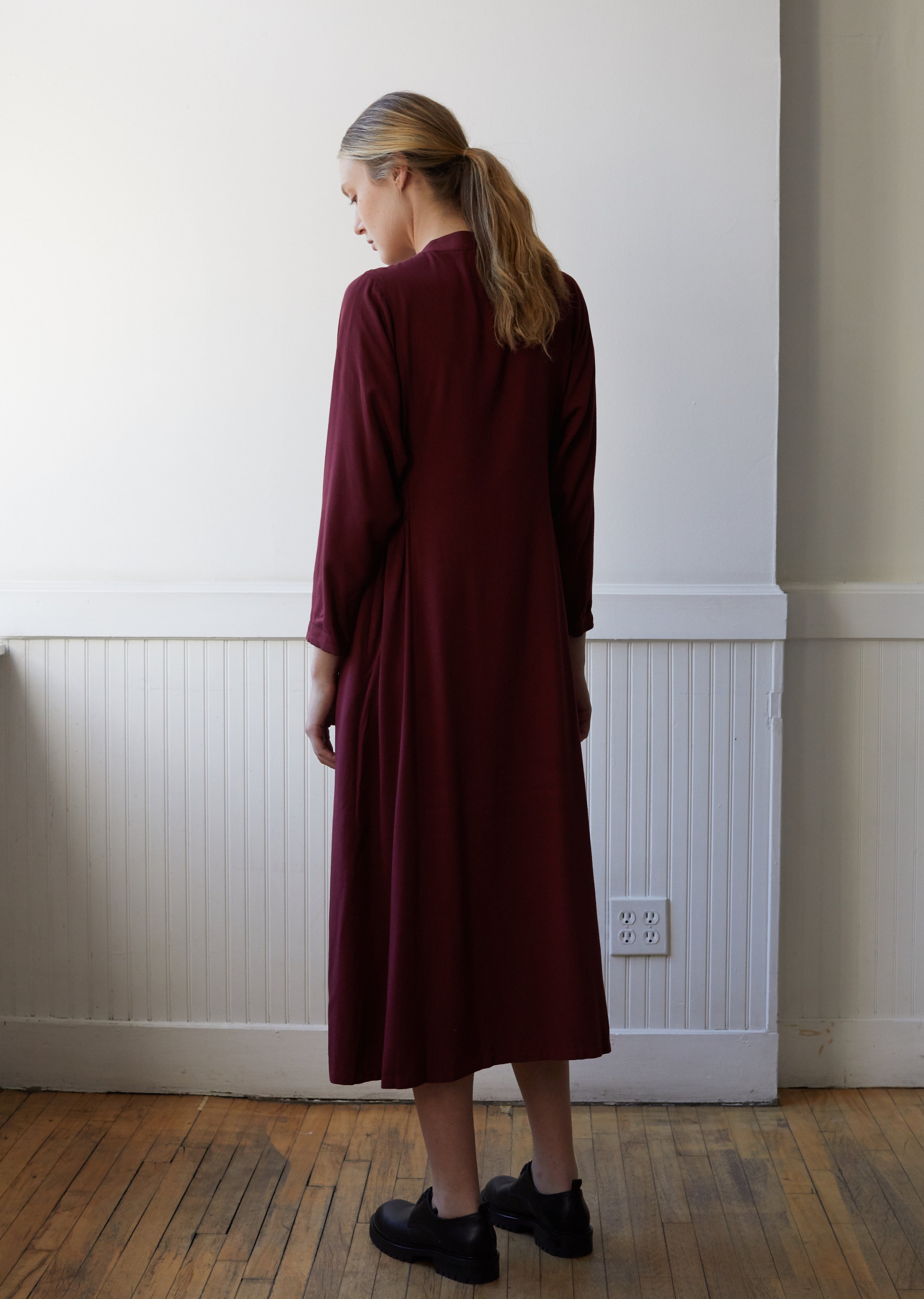 rayon shirt dress LISA BAYNE Shirt Dress Small Navy Blue 3/4 Sleeve Linen Rayon Pockets Lagenlook