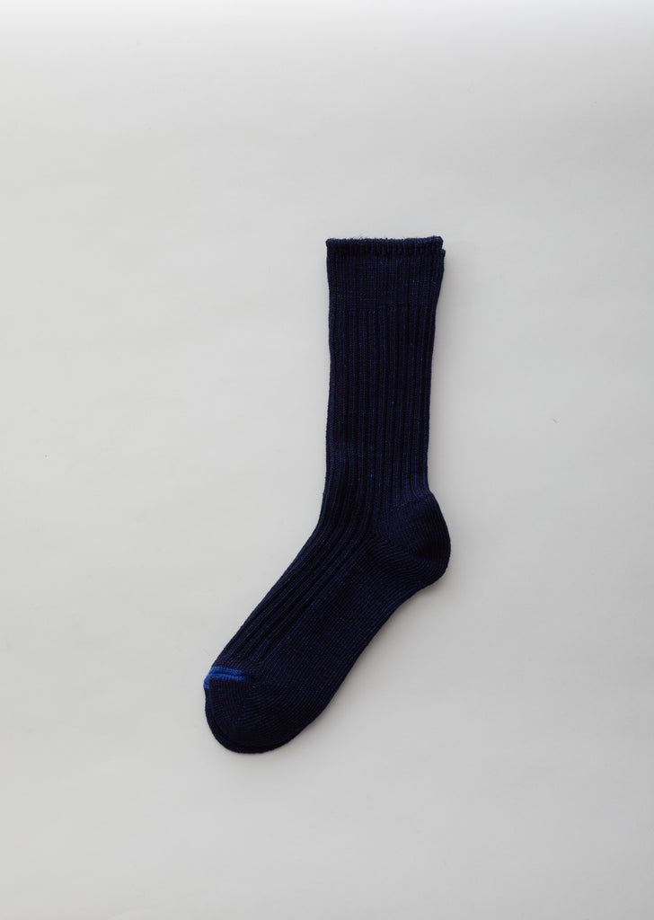 Indigo Dyed Cotton Standard Rib Socks