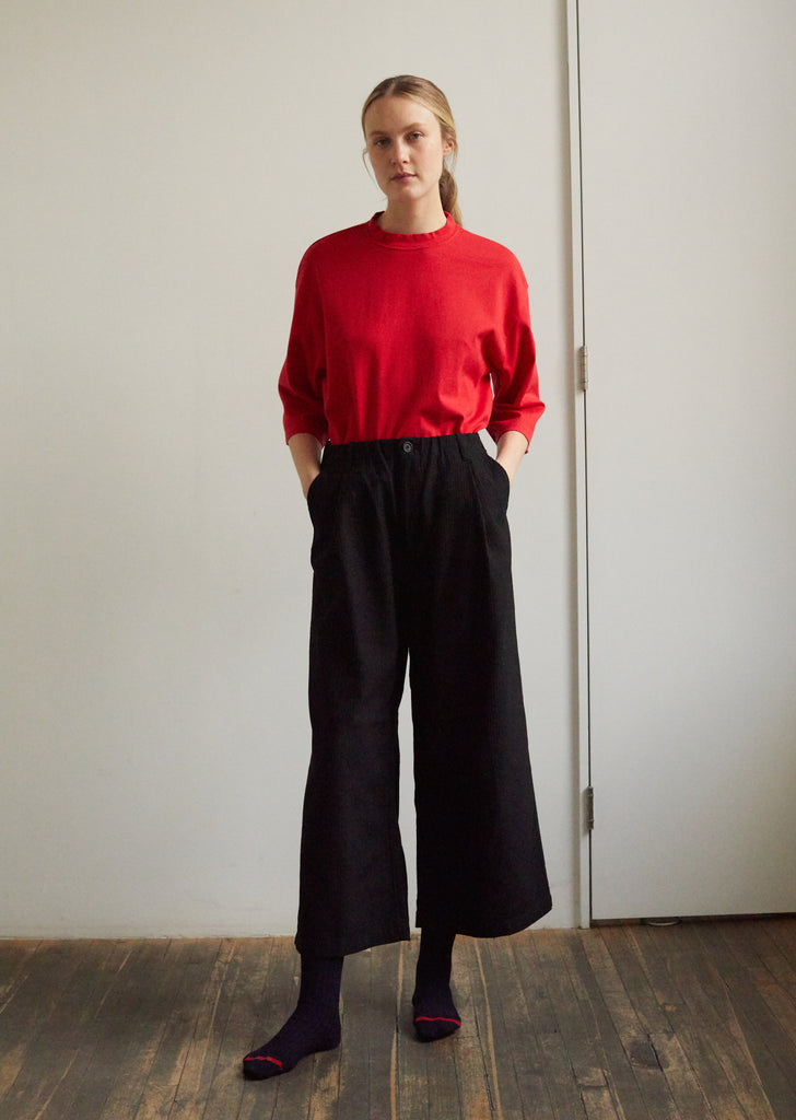 Women Stitched "Sashiko" Wide Straight Pants