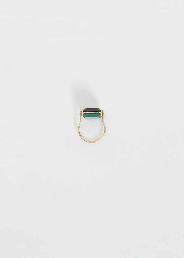 Sandwich Deco Ring — Green & Black Agate