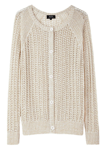 Metallic Open-Knit Cardigan