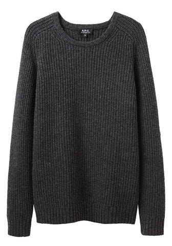 Ribbed Round Collar Pullover