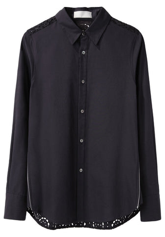 Eyelet Back Zip Shirt