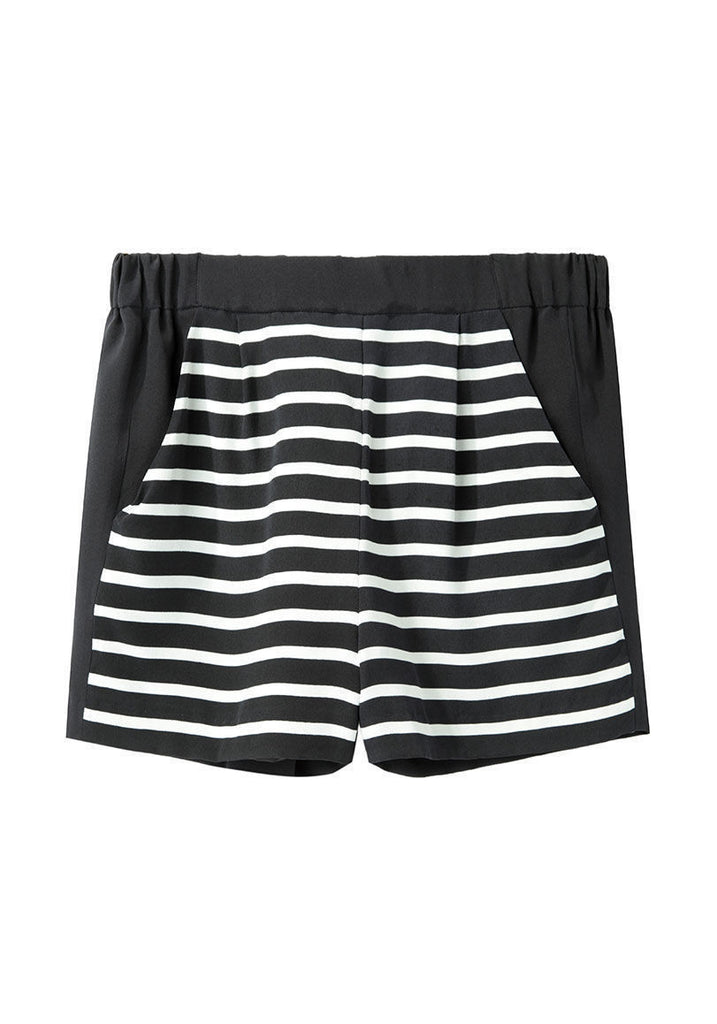 Stripe Front Silk Shorts - CANCELED