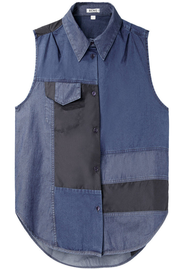 Prima Patch Sleeveless Button-Up