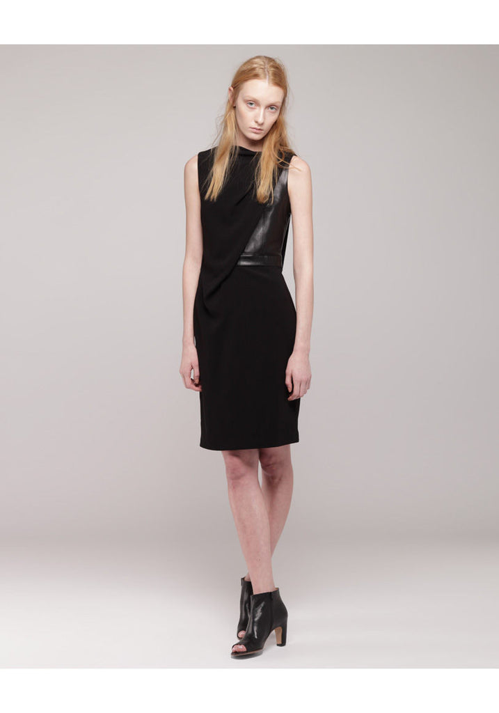 Draped Dress With Leather Bodice