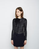Longsleeve Check Pleated Top