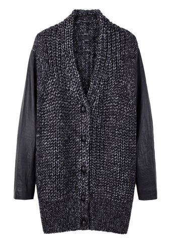 Marled Cardi w/ Leather Sleeves