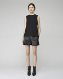 Pleated Leather Shorts