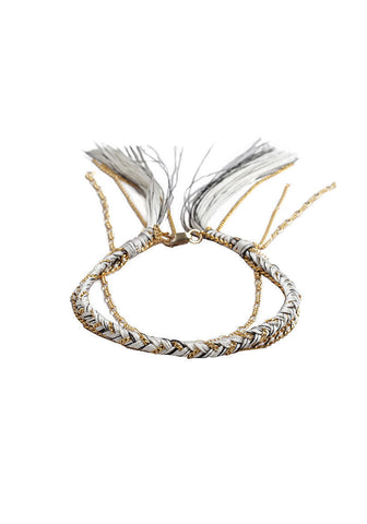 Silk Braid & Gold Chain Bracelet