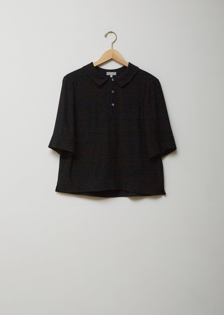 Silk Wool Crepe Polo Shirt