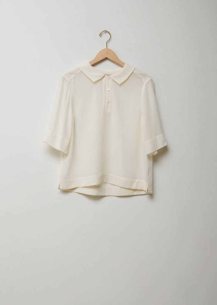 Silk Wool Crepe Polo Shirt