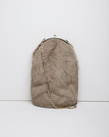 Large Shearling Kisslock Purse