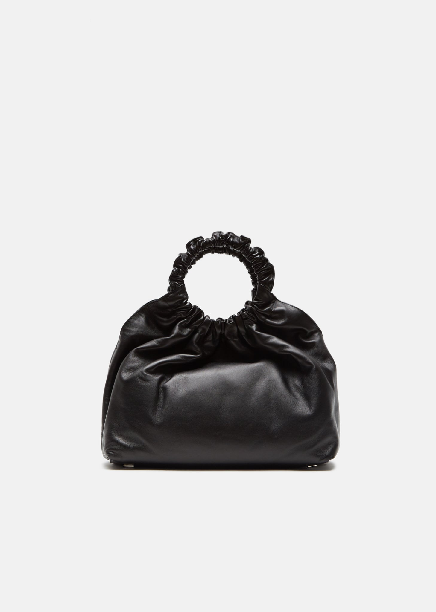 Black Extreme Ruched Handle Shoulder Bag