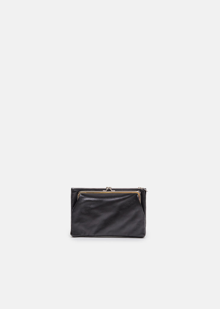 Leather Double Clasp Pochette Mini Bag