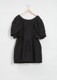 Layered Puff Sleeve Dress — Black