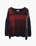 Felted Wool Plaid Intarsia Pullover