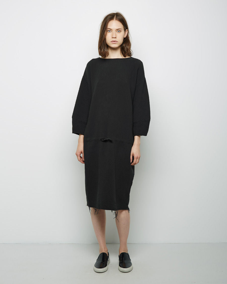 black crane dress NEW EASY / SUMI Notched shawl collar Dropped shoulder Single Black Crane Dress S Cocoon