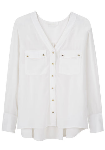 Silk Button Front Blouse