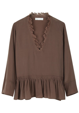 Smocked Blouse With Lace