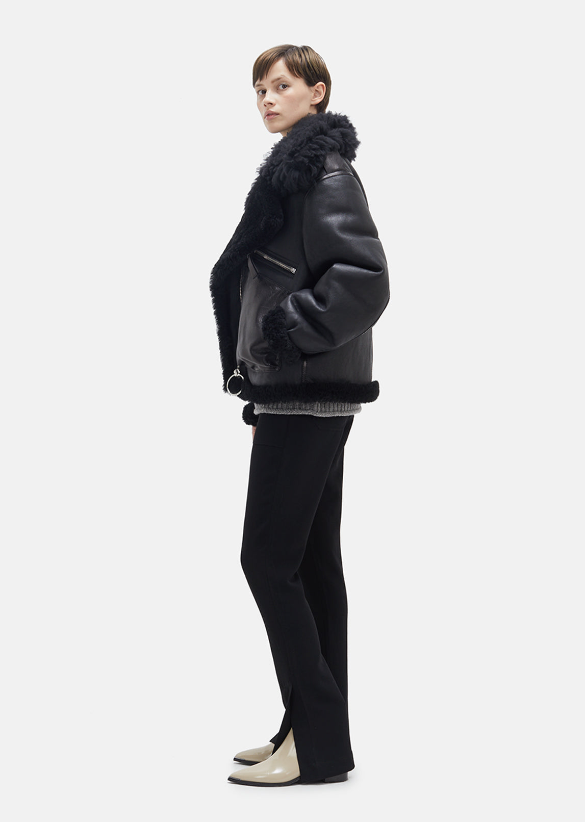 Lore Lamb Shearling Moto Jacket by Acne Studios- La Garçonne