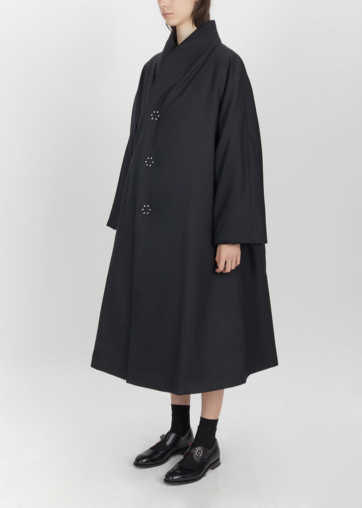 Quilted Wool Polyester Long Coat