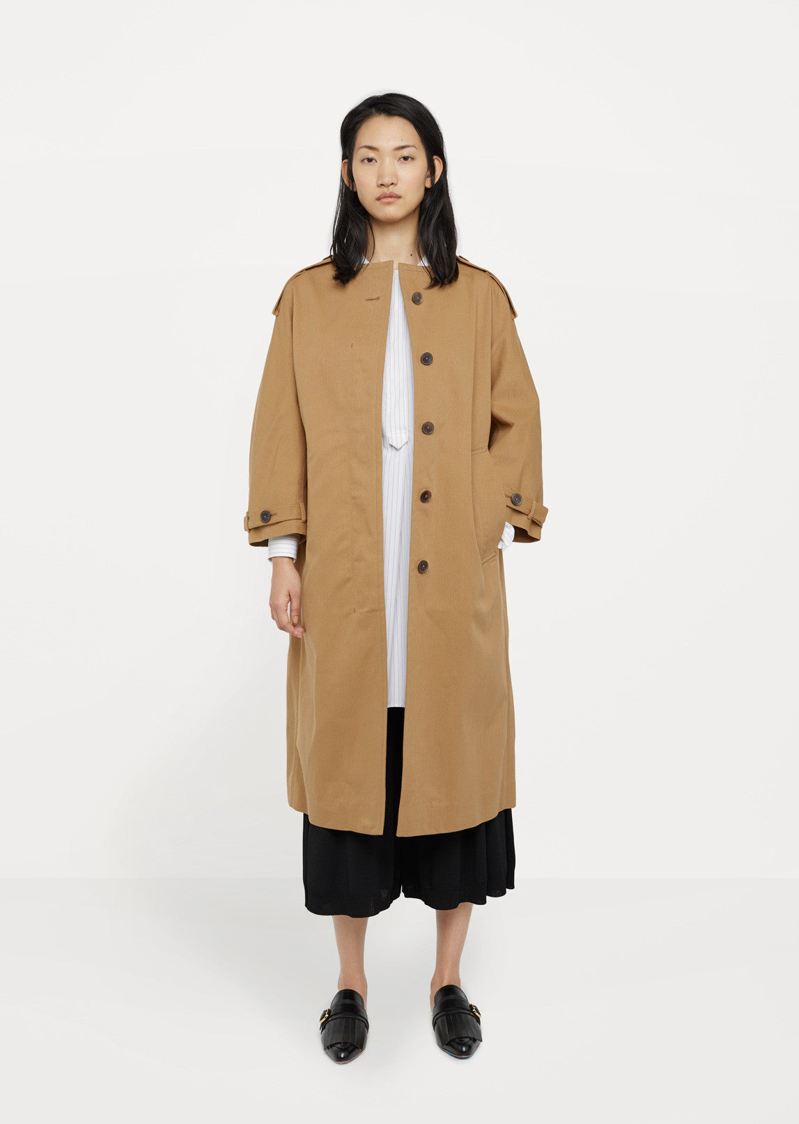 トレンチコート Jil Sander TRENCH COAT (J02FB0114J65005 001) Cotton trench coat in green - Jil Sander | Mytheresa