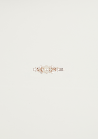 Mini Flower Hair Clip — Pearl/Crystal