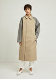 Single Breasted Color Blocked Trench Coat