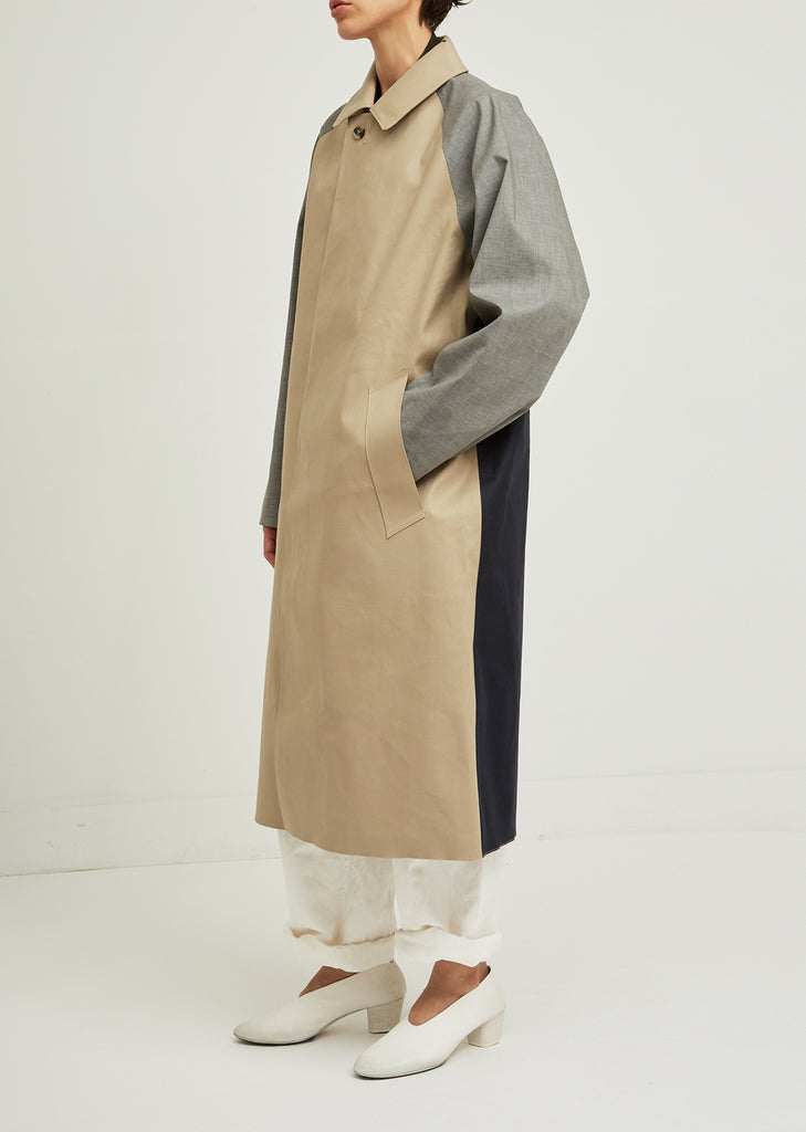 Single Breasted Color Blocked Trench Coat