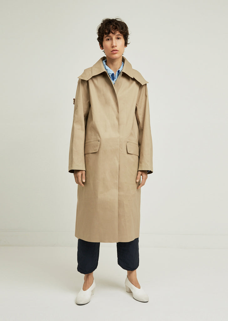 Hooded Cotton Trench Coat
