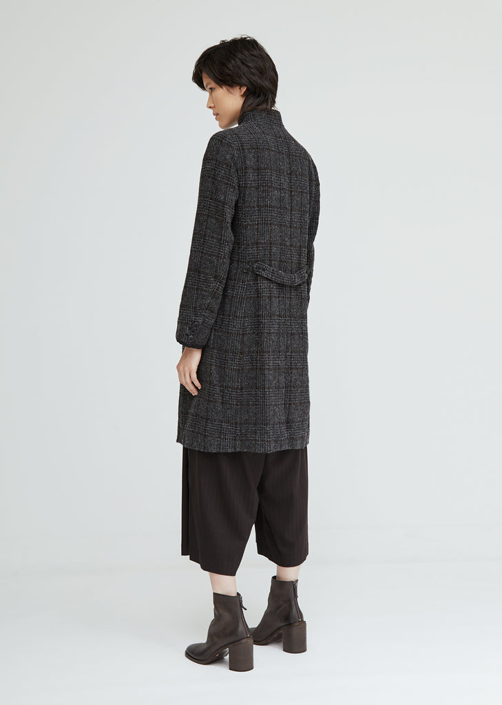 Linen Wool Checked Coat