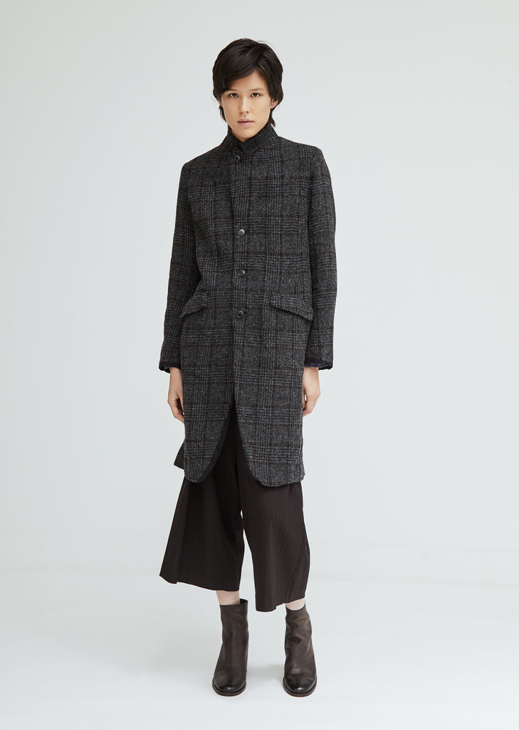 Linen Wool Checked Coat