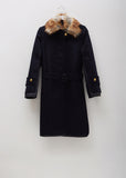 Faux Fur Trimmed Melton Wool Combo Coat