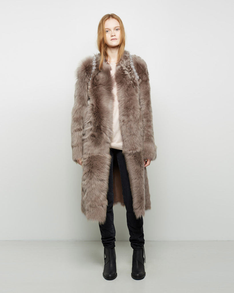 Shearling Coat with Baubles