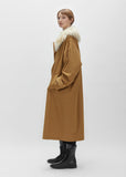 Cotton Twill Fur Collar Trench Coat