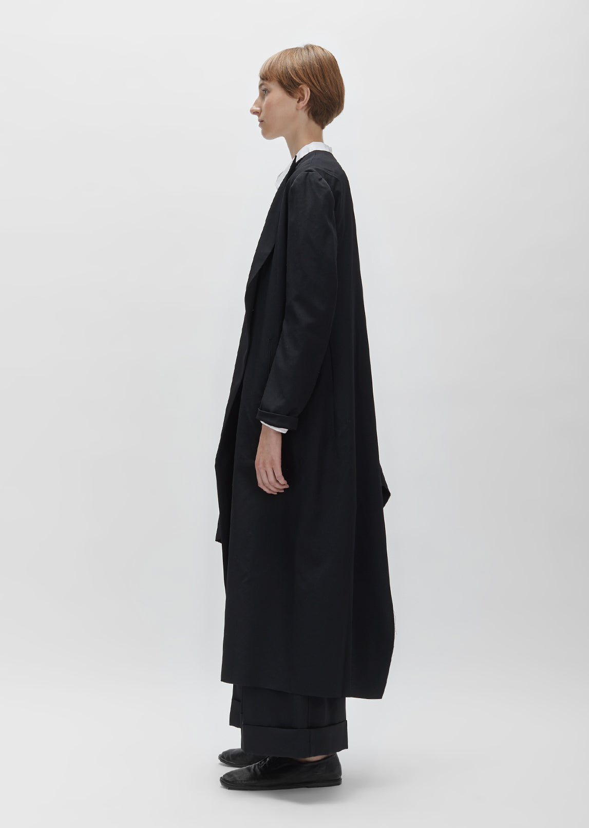 Gabardine Asymmetric Long Blazer by Yohji Yamamoto- La Garçonne