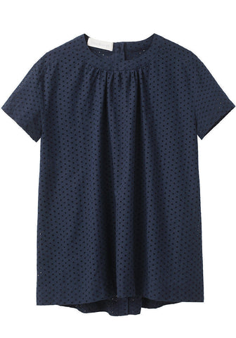 Button Back Eyelet Top