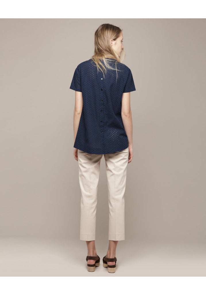Button Back Eyelet Top