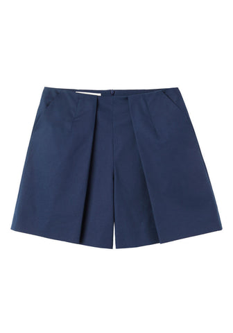 Pleated Cotton Shorts