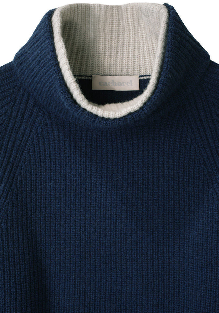 Two-Tone Turtleneck Sweater