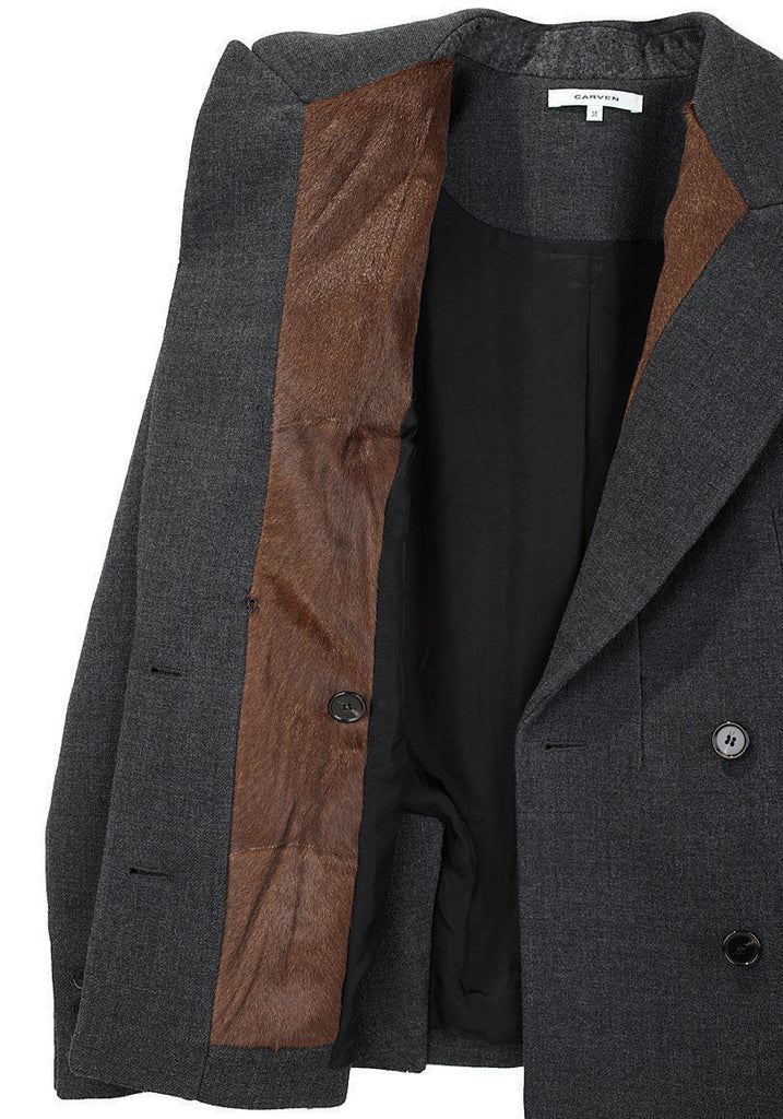 Belted Wool Jacket w/ Fur Trim