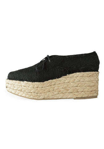 Braided Straw Wedge Oxfords